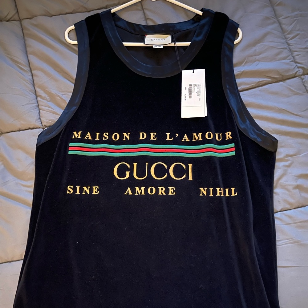 Gucci Suede Black Tank Top Shirt